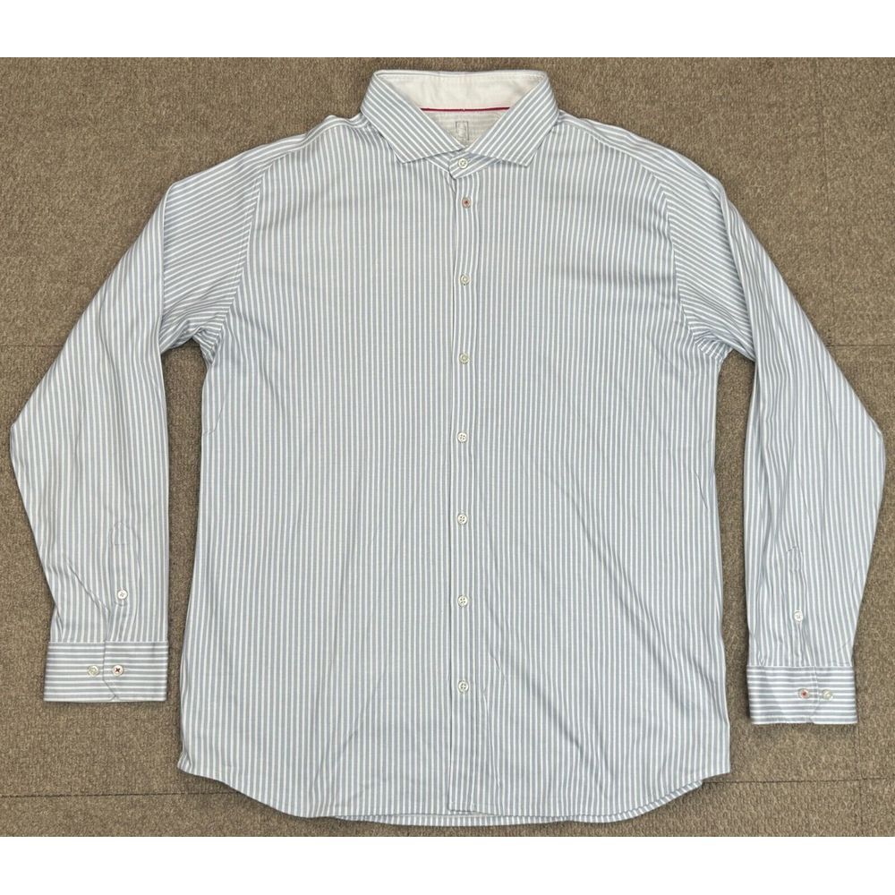 Desoto Men's Striped Long Sleeve Button Up Dress Shirt Size XXL‎